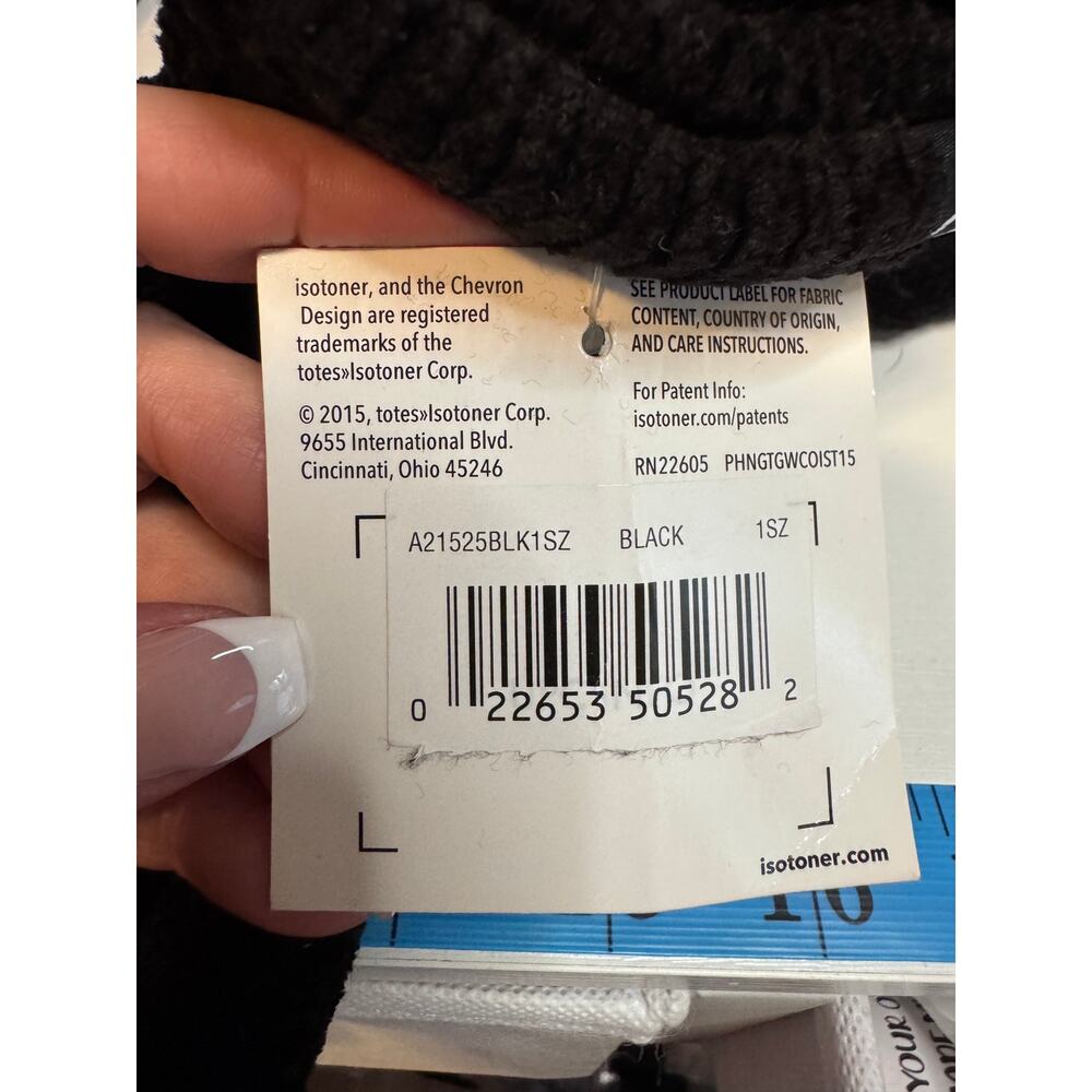 Isotoner Womens Chenille Knit Gloves Black Palm Grip Winter Warm One Size NWT - Picture 4 of 5